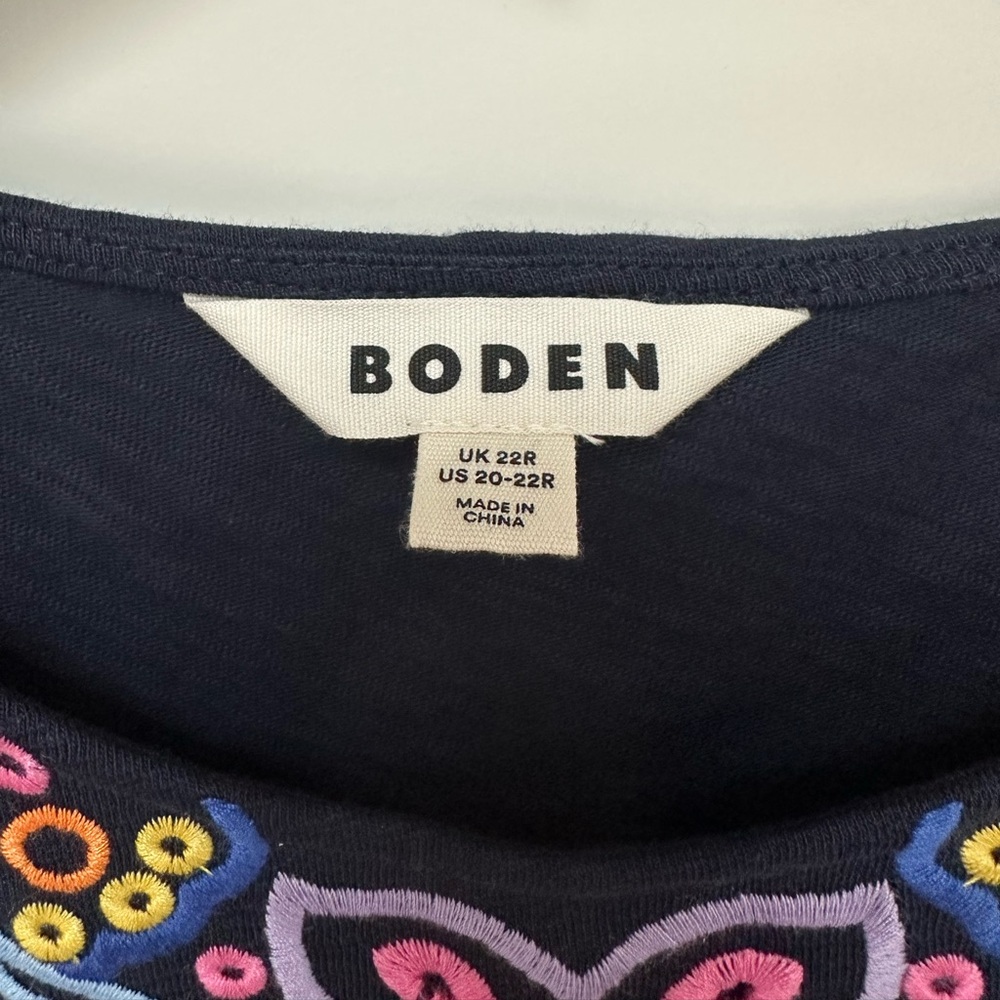 BODEN navy blue embroidered tiered maxi dress floral cotton maxi - Picture 3 of 4